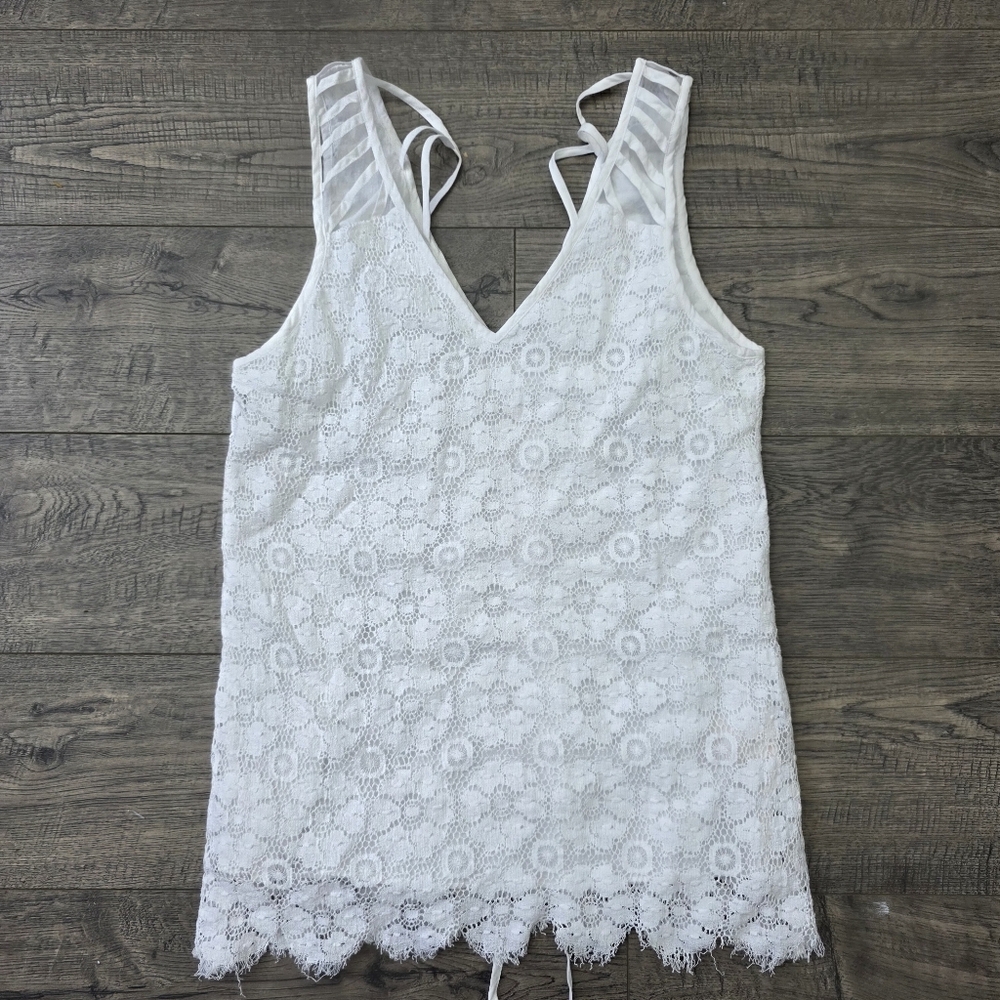 Rebecca Minkoff White Lace Sleeveless Top Size 6